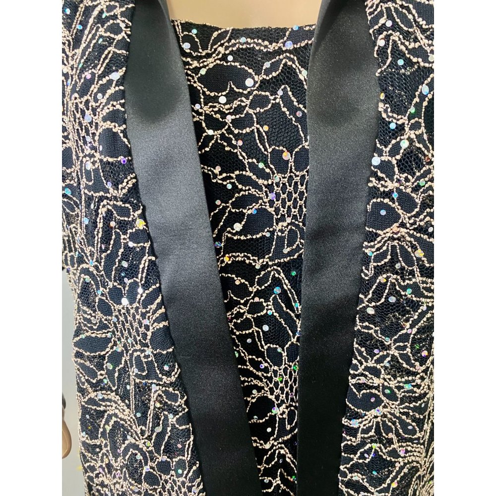 R & M Richards NEW‎ tank shirt jacket lace sparkle sequin Size 14 - Picture 4 of 13